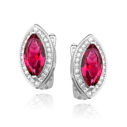 Cercei argint cu tortita si piatra rosie DiAmanti Z0711DER_RU-DIA (Argint 925‰ 3,5 g.)